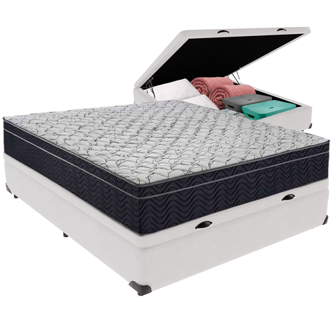 Cama Box Baú e Colchão Airtech 150 Espuma D45 Viúvo Ortobom: Branco