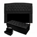 Ver imagem 1 de Kit Cabeceira Geovana + Calçadeira Baú Mirage King Size 195cm Suede - Ecotec Decor:Preto