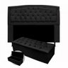 Kit Cabeceira Geovana + Calçadeira Baú Mirage King Size 195cm Suede - Ecotec Decor:Preto - 1