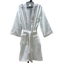 Ver imagem 2 de Roupao Felpudo Branco com Vivo Rosa Tam G