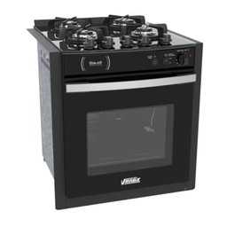 Fogao a Gas de Embutir 4 Bocas Venax Gaudi Platinum Vitreo Preto Gas Glp 220 V - 1