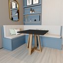 Ver imagem 1 de Mesa Quadrada Jantar 90cm Manu Preta Base Madeira Maciça