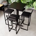 Ver imagem 1 de Conjunto Mesa Alta Bar Bistrô Quadrada Preta 4 Banquetas Confort Estofado Don Castro