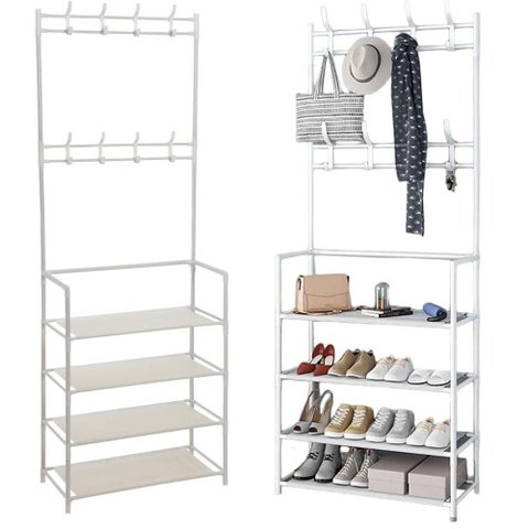 Sapateira Cabideiro Arara Multifuncional Branca Roupas Sapato Bolsa Rack Organizador Porta Sapatos 1