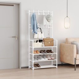 Sapateira Cabideiro Arara Multifuncional Branca Roupas Sapato Bolsa Rack Organizador Porta Sapatos 1 - 3