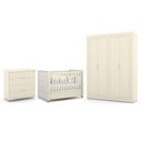 Ver imagem 1 de Dormitório Tutto New 4 Portas, Cômoda 4 Gavetas e Berço Off White com Capitonê - Matic Móveis