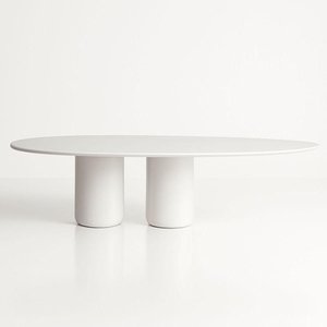 Mesa de Jantar Oásis Orgânica Cilíndrica Laca Branca 244x137 Cm