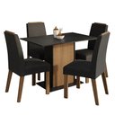 Ver imagem 2 de Conjunto Sala de Jantar Tampo de Madeira 4 Cadeiras Rustic/Preto/Oxford Acácia Madesa