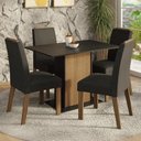 Ver imagem 1 de Conjunto Sala de Jantar Tampo de Madeira 4 Cadeiras Rustic/Preto/Oxford Acácia Madesa
