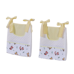 Porta Fralda Organizador Quarto de Bebê Menino Menina 2 Peças com Laço:raposa Amarelo - 2