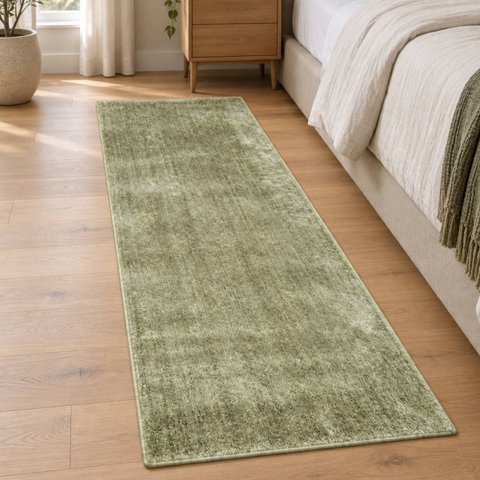 Passadeira Alto Padrão Luxo Sala Toque Macio Nairobi Liso:Esmeralda Verde/0,67x1,80m