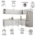 Ver imagem 3 de Armário de Cozinha Modulado de Canto 8 Peças Cp25 Balcão sem Tampo Branco - Lumil Lumil Móveis