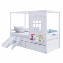 Ver imagem 2 de Cama Casinha Reta com 02 Gavetas e Escorregador Madeira Maciça Branco Housin