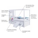 Ver imagem 3 de Cama Casinha Reta com 02 Gavetas e Escorregador Madeira Maciça Branco Housin