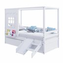 Ver imagem 5 de Cama Casinha Reta com 02 Gavetas e Escorregador Madeira Maciça Branco Housin