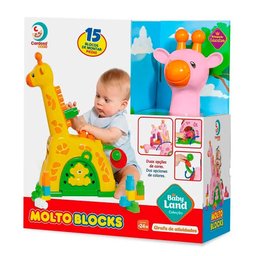 Blocos de Montar - Baby Land - Girafa de Atividades - Rosa - Cardoso Toys - 5