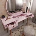 Ver imagem 3 de Penteadeira Diana Com 2 Gavetas Porta de Vidro e Nichos Rose