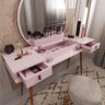 Penteadeira Diana Com 2 Gavetas Porta de Vidro e Nichos Rose - 3