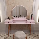 Ver imagem 2 de Penteadeira Diana Com 2 Gavetas Porta de Vidro e Nichos Rose