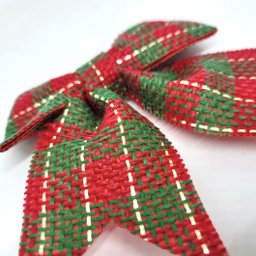 Kit 4 Laços Xadrez Rústico Vermelho e Verde Natal Modelo Rígido 12cm - Magizi - 4