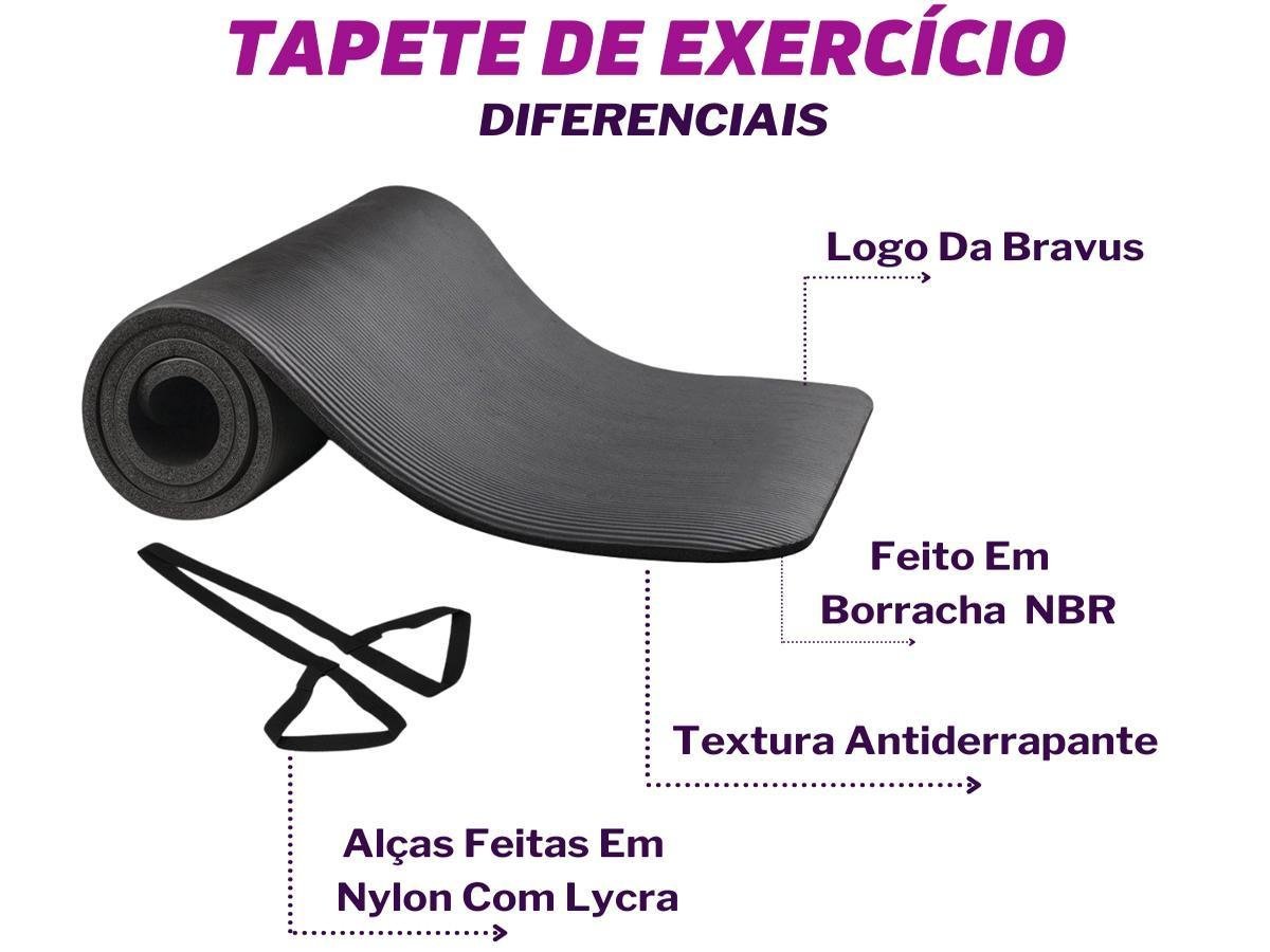 Tapete De Yoga Preto Bravus Sport Em Nbr Com Sacola - 4