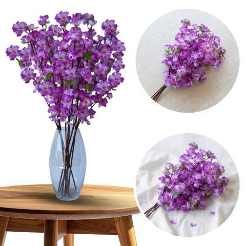 9 Cerejeiras Artificial Lilás Premium Flores Decorativas Alta Qualidade
