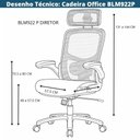 Ver imagem 5 de Cadeira Escritório Plus Size Nr-17 Presidente BLM922P Blume Tela Mesh Preto até 180kg Base Rodizio