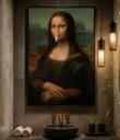 Ver imagem 1 de Quadro Canvas Divertido Banheiro Monalisa Nariz-mold.preta:40x30cm