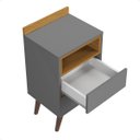 Ver imagem 2 de Mesa de Cabeceira Allamo 2 Gavetas Pés Retro Corrediça Metálica Cinza