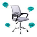 Ver imagem 6 de Cadeira Escritório Stance Plus Tela Mesh Cinza Pc Consultório Trabalho Pé Rodizio Secretaria Diretor