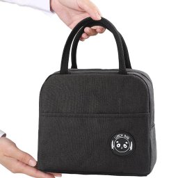 Bolsa Térmica Organizadora em Poliéster de Mão para Marmita Preta - 1