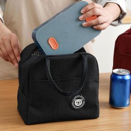 Bolsa Térmica Organizadora em Poliéster de Mão para Marmita Preta - 7