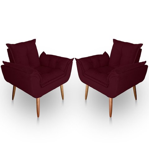 Kit 02 Poltrona para Sala e Quarto Decorativa Opala Suede