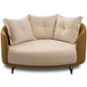 Chaise Redondo Living Orgânico Sala Estar Fixo Roy T03 Linho Cru Veludo Terracota - Lyam Decor - 1
