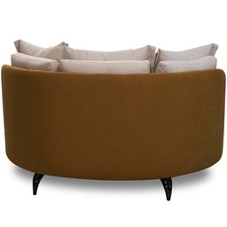 Chaise Redondo Living Orgânico Sala Estar Fixo Roy T03 Linho Cru Veludo Terracota - Lyam Decor - 7