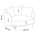 Ver imagem 4 de Chaise Redondo Living Orgânico Sala Estar Fixo Roy T03 Linho Cru Veludo Terracota - Lyam Decor