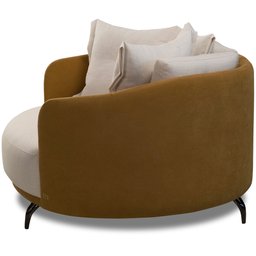 Chaise Redondo Living Orgânico Sala Estar Fixo Roy T03 Linho Cru Veludo Terracota - Lyam Decor - 3