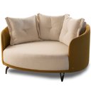 Ver imagem 6 de Chaise Redondo Living Orgânico Sala Estar Fixo Roy T03 Linho Cru Veludo Terracota - Lyam Decor