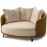 Chaise Redondo Living Orgânico Sala Estar Fixo Roy T03 Linho Cru Veludo Terracota - Lyam Decor - 6