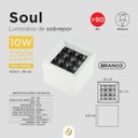 Ver imagem 2 de Luminária Spot Soul de Sobrepor Quadrado 10w Led 2700k Branco Quente Bivolt 560lm Branco