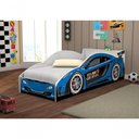 Ver imagem 2 de Cama Infantil Mármore Carro com Baú com Colchão MDF Azul Casah