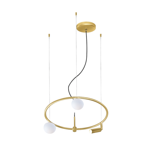 Pendente Halo Dourado Fosco 2 Globo Vidro 1 Spot Led Spotline