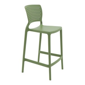 Banqueta Alta para Cozinha Tramontina Serena Verde Oliva em Polipropileno com Proteção Antimicrobian