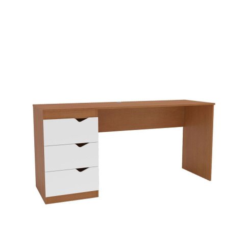 Mesa Escrivaninha Porto 3 Gavetas 40250685 Branco/freijó - Politorno