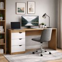 Ver imagem 5 de Mesa Escrivaninha Porto 3 Gavetas 40250685 Branco/freijó - Politorno