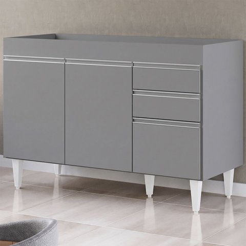 Balcão de Cozinha para Pia 120cm sem Tampo Michigan Cinza - Lumil