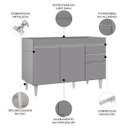 Ver imagem 3 de Balcão de Cozinha para Pia 120cm sem Tampo Michigan Cinza - Lumil