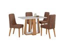 Ver imagem 1 de Conjunto Sala de Jantar Mesa Sintonia 120 Tampo Vidro Off White com 4 Cadeiras Luar - Lopas Amendoa 