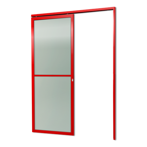 Porta de Correr Suspensa Vidrao Dir L.25 Vermelha 210x100 Brimak