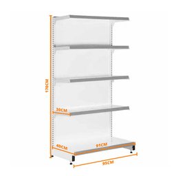 Gôndola Prateleira Supermercado 5 Níveis 40x30 New Plus 1,70m Parede Inicial Vermelho - SA Gô - 3